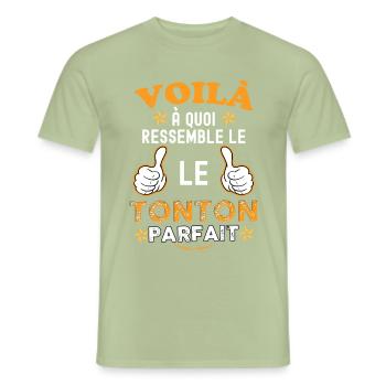Tonton parfait qui déchire c'est le mien - T-shirt homme - vert sauge - Devant - AI Model Male 178 light (178cm)