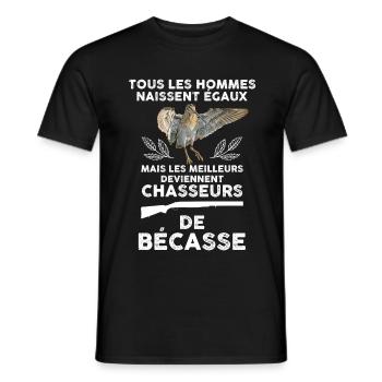 Bécasse chasse et chasseur passionné humour papy - T-shirt homme - noir - Devant - AI Model Male 178 light (178cm)