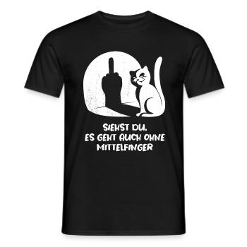 Siehst du es geht auch ohne Mittelfinger - Katze - Männer T-Shirt - Schwarz - Vorne - AI Model Male 178 light (178cm)