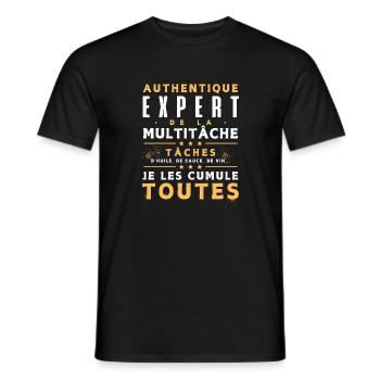 Expert multitâche - Cadeau Humour homme - T-shirt homme - noir - Devant - AI Model Male 178 light (178cm)