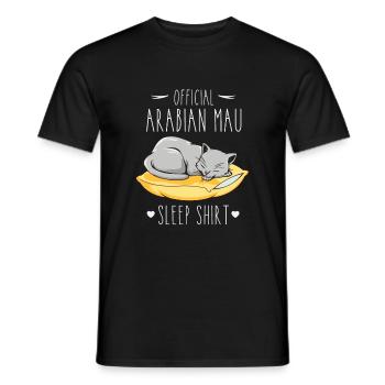 Schlafshirt: Schlafende Arabian Mau Katze - Männer T-Shirt - Schwarz - Vorne - AI Model Male 178 light (178cm)