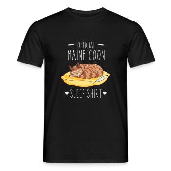 Schlafshirt: Schlafende Maine Coon Katze - Männer T-Shirt - Schwarz - Vorne - AI Model Male 178 light (178cm)