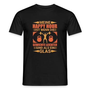 Happy Hour: Gewichte sind leichter als ein Glas - Männer T-Shirt - Schwarz - Vorne - AI Model Male 178 light (178cm)