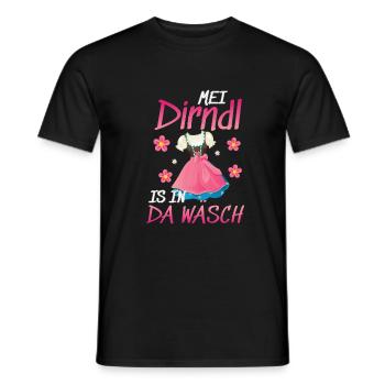 - Mei Dirndl is in da Wäsch -Dirndl - Männer T-Shirt - Schwarz - Vorne - AI Model Male 178 light (178cm)