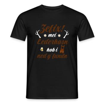 Trachtenshirt Herren Lederhosen - Männer T-Shirt - Schwarz - Vorne - AI Model Male 178 light (178cm)
