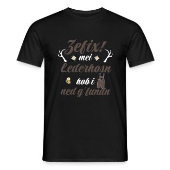 Trachtenshirt Herren Lederhosen - Männer T-Shirt - Schwarz - Vorne - AI Model Male 178 light (178cm)