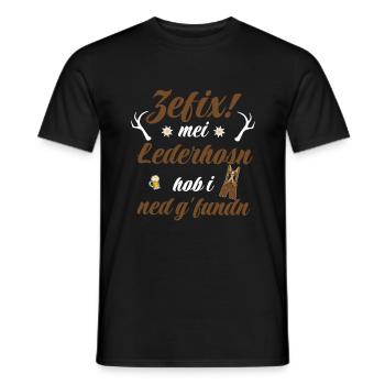 Trachtenshirt Herren Lederhosen - Männer T-Shirt - Schwarz - Vorne - AI Model Male 178 light (178cm)
