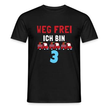 Kindergeburtstag 3 Jährige Feuerwehr Auto - Männer T-Shirt - Schwarz - Vorne - AI Model Male 178 light (178cm)