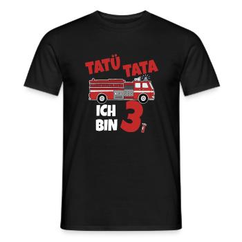 Kindergeburtstag 3 Jährige Feuerwehr Auto - Männer T-Shirt - Schwarz - Vorne - AI Model Male 178 light (178cm)