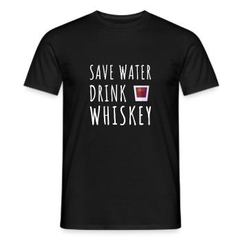 Save Water drink whisky | Whiskey Trinker Lustig - Männer T-Shirt - Schwarz - Vorne - AI Model Male 178 light (178cm)