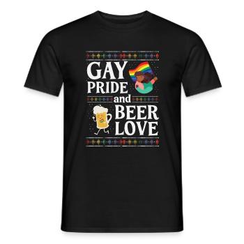 Gay Pride and Beer Love - Men's T-Shirt - black - Front - AI Model Male 178 light (178cm)