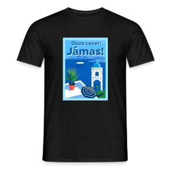 Ouzo lover Cheers in Greek - Men's T-Shirt - black - Front - AI Model Male 178 light (178cm)