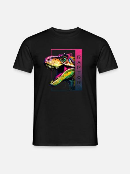Dynamischer Velociraptor - Brüllender Raptor Artwork - Männer T-Shirt - Schwarz