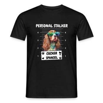 Petit Stalker Drôle Cocker Épagneul - T-shirt homme - noir - Devant - AI Model Male 178 light (178cm)