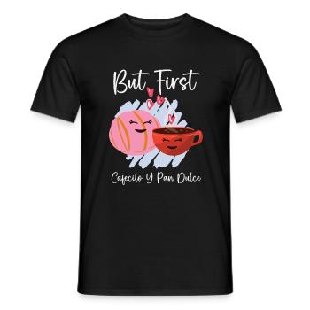 Cuban Coffee Lover Cafecito y Chisme Cafecito Drin - Men's T-Shirt - black - Front - AI Model Male 178 light (178cm)