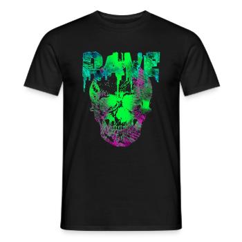 Green Acid Rave Glitch Skull - Männer T-Shirt - Schwarz - Vorne - AI Model Male 178 light (178cm)
