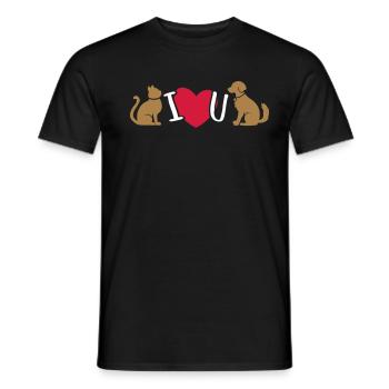 Chat et chien je t'aime - chat et chien je t'aime - T-shirt homme - noir - Devant - AI Model Male 178 light (178cm)