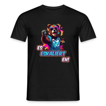 es eskaliert eh Lustiger Trinkspruch Festival 90er - Männer T-Shirt - Schwarz - Vorne - AI Model Male 178 light (178cm)