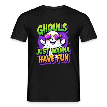 Lustiges Halloween-Geister-Design mit Sonnenbrille - Männer T-Shirt - Schwarz - Vorne - AI Model Male 178 light (178cm)