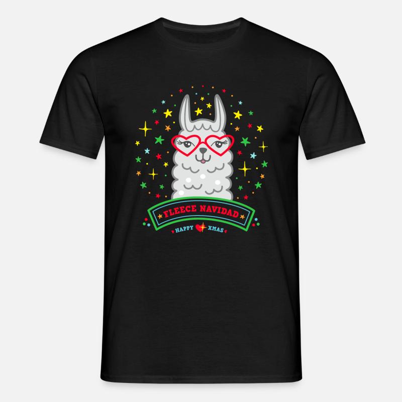 Lama Weihnachtspullover Weihnachtsgeschenk Alpaka - Männer T-Shirt - Schwarz