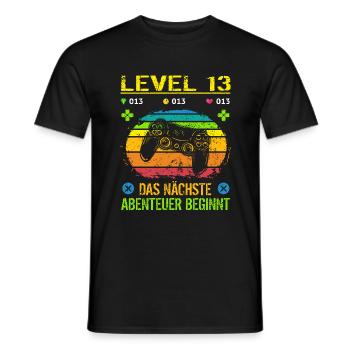 Geburtstag Gamer Level 13 Geburtstagsshirt Jungen - Männer T-Shirt - Schwarz - Vorne - AI Model Male 178 light (178cm)