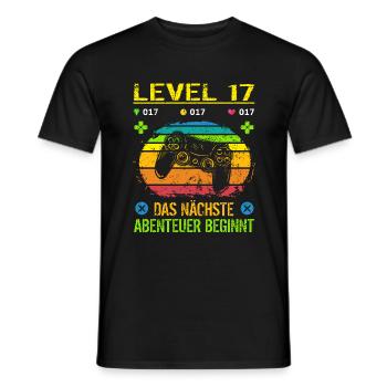 Geburtstag Gamer Level 17 Geburtstagsshirt Männer - Männer T-Shirt - Schwarz - Vorne - AI Model Male 178 light (178cm)