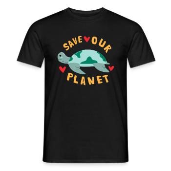 Save Our Planet Schildkröte Klimawandel Nachhaltig - Männer T-Shirt - Schwarz - Vorne - AI Model Male 178 light (178cm)
