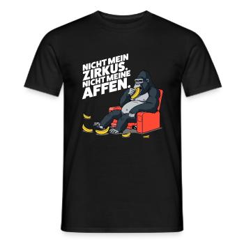 Gorilla with banana: Not my circus - Men's T-Shirt - black - Front - AI Model Male 178 light (178cm)