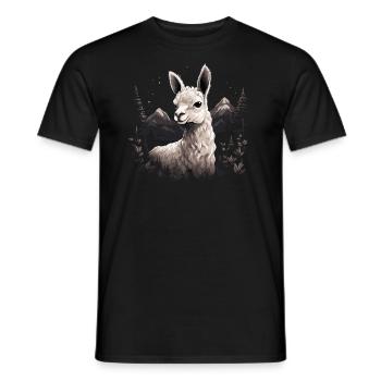 Alpaka Lama LLama - Männer T-Shirt - Schwarz - Vorne - AI Model Male 178 light (178cm)