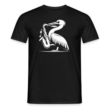 Saxophon-Schwingen - Pelikan mit Saxophon - Männer T-Shirt - Schwarz - Vorne - AI Model Male 178 light (178cm)