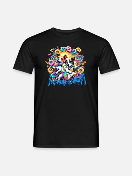 You make me happy - Du machst mich glücklich - Männer T-Shirt - Schwarz