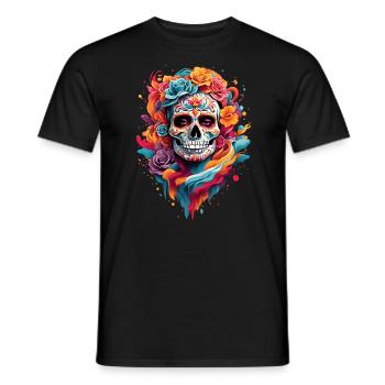 MYSTIC-SHIRT: Day Of The Dead - Männer T-Shirt - Schwarz - Vorne - AI Model Male 178 light (178cm)