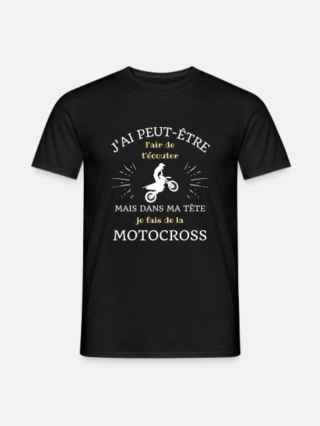 motocross dans ma tete humour moto cross homme - T-shirt homme - noir