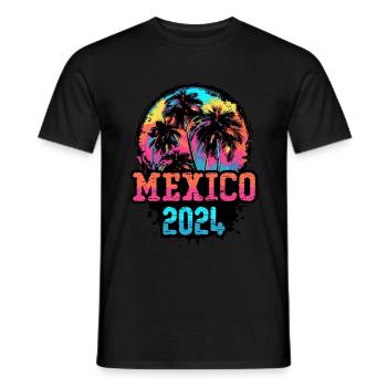 Mexiko 2024 Team Palmen Bunt - Männer T-Shirt - Schwarz - Vorne - AI Model Male 178 light (178cm)