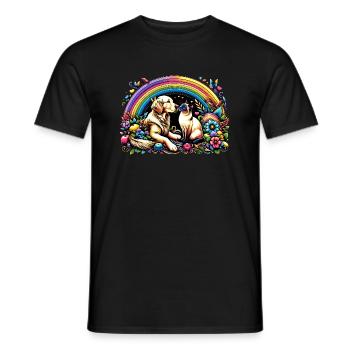 Friendship Spell: Dog and Cat - Men's T-Shirt - black - Front - AI Model Male 178 light (178cm)