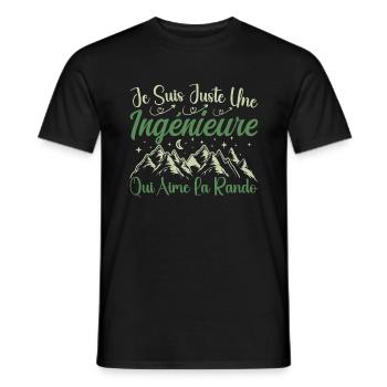 Ingénieure aventurier passionnée de Randonnée - T-shirt homme - noir - Devant - AI Model Male 178 light (178cm)