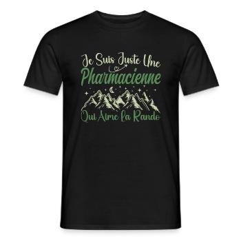 Pharmacienne aventurier passionnée de Randonnée - T-shirt homme - noir - Devant - AI Model Male 178 light (178cm)