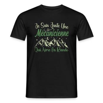 Mécanicienne aventurier passionnée de Randonnée - T-shirt homme - noir - Devant - AI Model Male 178 light (178cm)