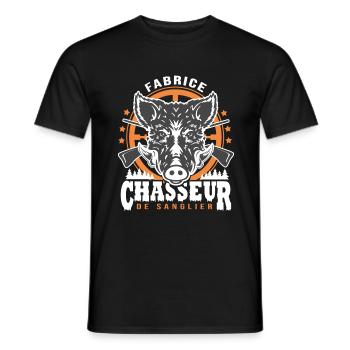 fabrice chasseur de sanglier Humour Chasse - T-shirt homme - noir - Devant - AI Model Male 178 light (178cm)