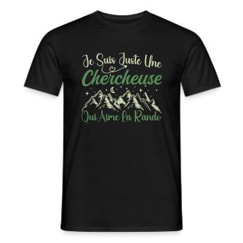 Chercheuse aventurier passionnée de Randonnée - T-shirt homme - noir - Devant - AI Model Male 178 light (178cm)
