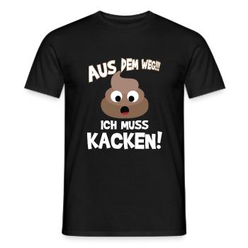 "Out of the way I have to poop" design makes you laugh - Men's T-Shirt - black - Front - AI Model Male 178 light (178cm)