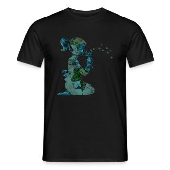 Pissenlit fille de fleur - T-shirt homme - noir - Devant - AI Model Male 178 light (178cm)