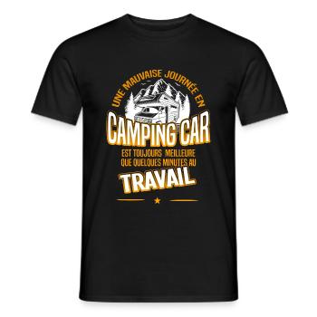 Camping car et travail - T-shirt homme - noir - Devant - AI Model Male 178 light (178cm)