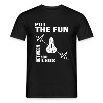 Fahrrad Fahrradkette "bikefun" Fahrradsattel - Männer T-Shirt - Schwarz - Vorne - AI Model Male 178 light (178cm)
