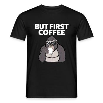 Gorilla und Kaffee – Erstmal wach werden - Männer T-Shirt - Schwarz - Vorne - AI Model Male 178 light (178cm)