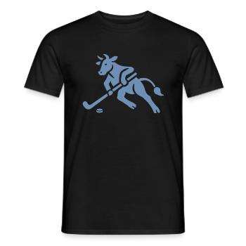 Kuh Bulle Eishockeyspieler Silhouette - Men's T-Shirt - black - Front - AI Model Male 178 light (178cm)