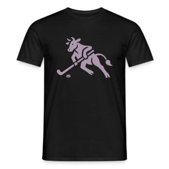 Cow Bull Hockey Player Silhouette - Men's T-Shirt - black - Front - AI Model Male 178 light (178cm)