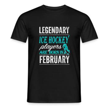 Ice Hockey Legends are born in February - Men's T-Shirt - black - Front - AI Model Male 178 light (178cm)