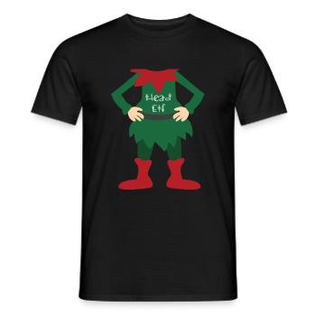 Top Fun Christmas Kids Head Elf Gift Design - T-shirt homme - noir - Devant - AI Model Male 178 light (178cm)