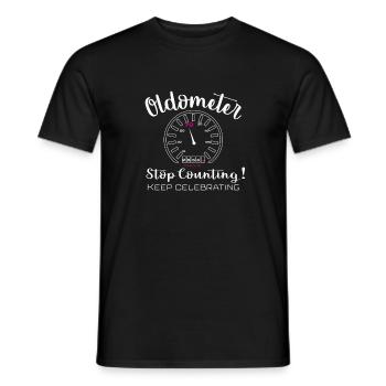 Top Funny Oldometer 70th Birthday Gift Design - Men's T-Shirt - black - Front - AI Model Male 178 light (178cm)